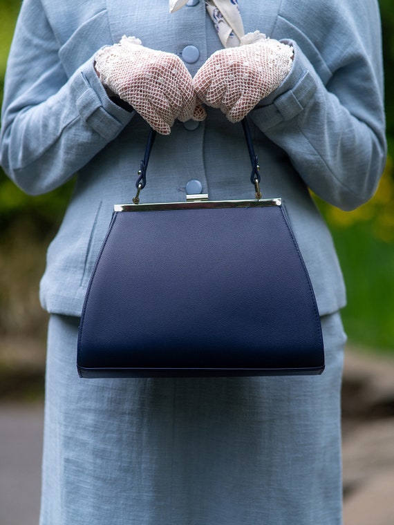40’s French vintage handbag 1940s Patent Leather Handbag | Vintage Black Purse With