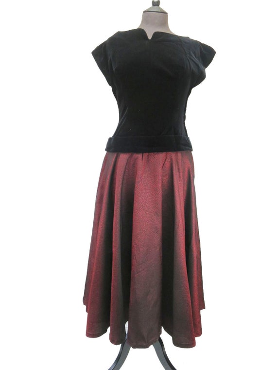 1940s 50s Velvet & Brocade True Vintage Gown UK 8-