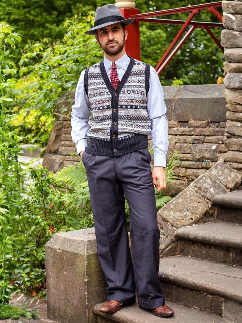 1950s Men’s Clothing & Fashion     Fishtail Back Trousers - Revival Vintage Authentic 1940s Replica Hugo