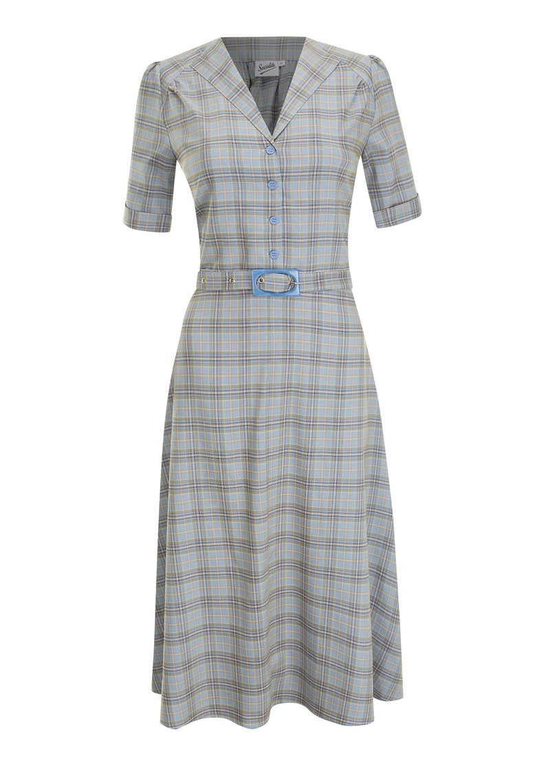 1940s Fashion Advice for Tall Women     Forties Plaid Dress - 1940s Style Authentic Vintage Replica - Socialite Lumber Jill