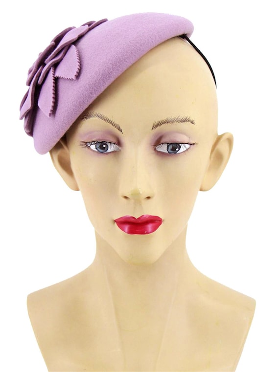 Mauve Vintage Style Felt Flower Fascinator Hat Pa… - image 2