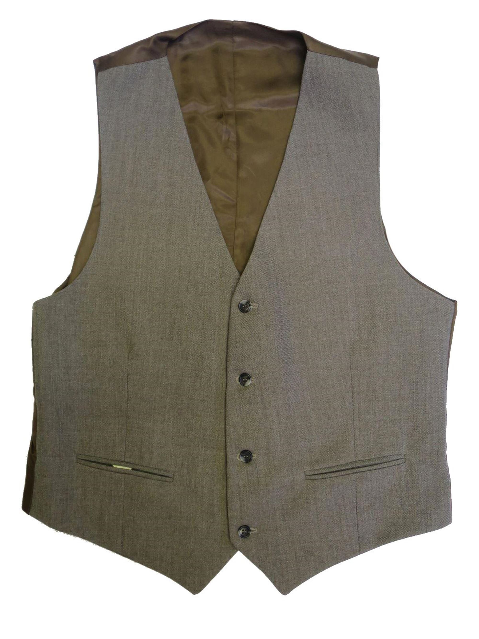 Image of Vintage Waistcoat - True Light Brown Jetted Pocket Chest 40-42"