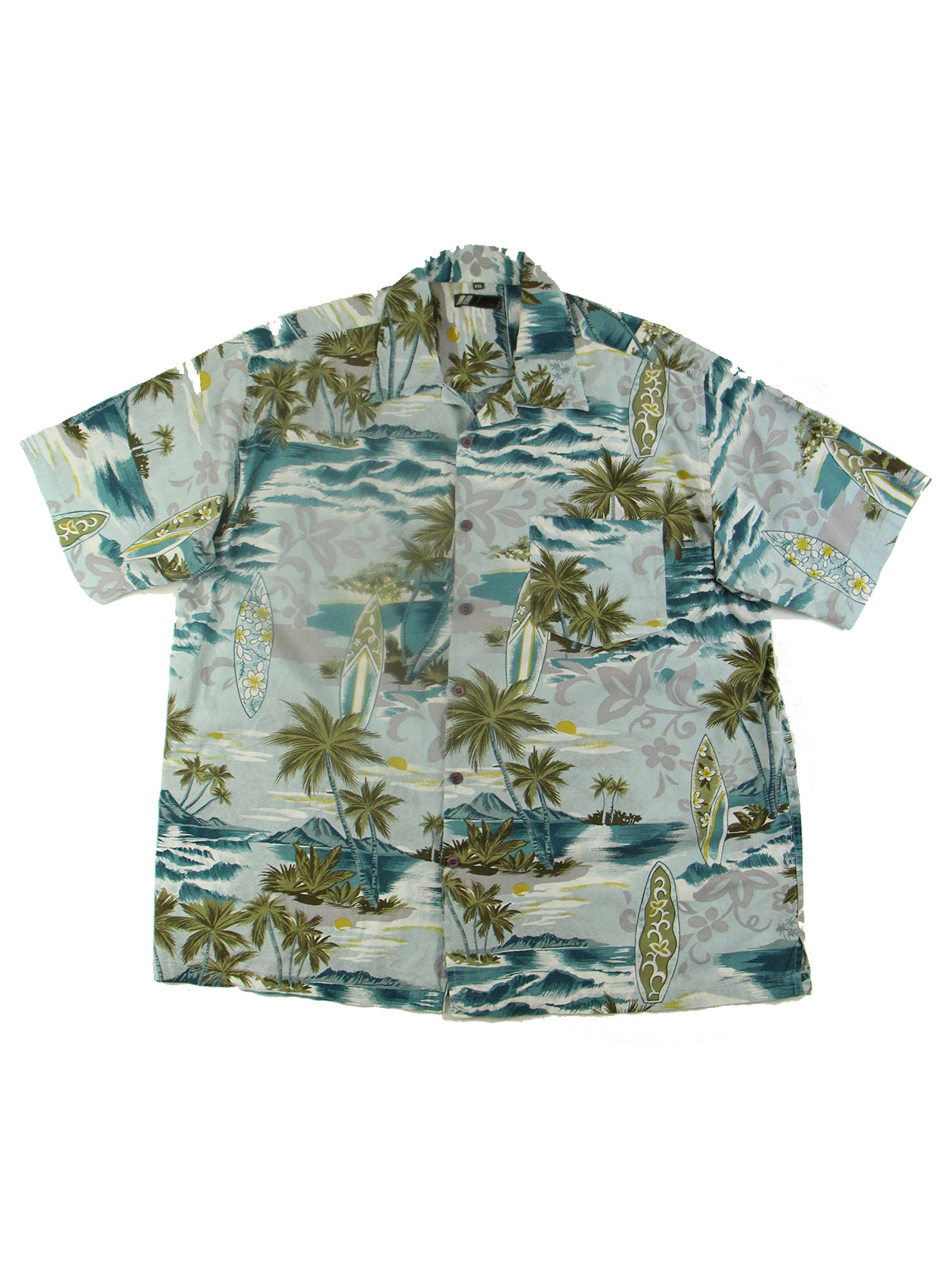 Image of Vintage Light Blue Surfboard Resort Wear Hawaiian Shirt