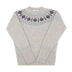 Vintage Style Pullover - Damen 1940er Jahre Socialite Premium Qualität aus reiner schottischer Wolle Fairisle Retro Strickwaren - Aurora Grey