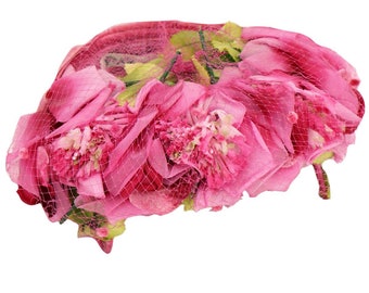 Cappello a corona aperta floreale retrò rosa