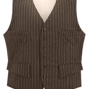 Mens Pinstripe Waistcoat - Socialite 1930s 1940s Quality Vintage Look - Deliverance Waistcoat in Brown