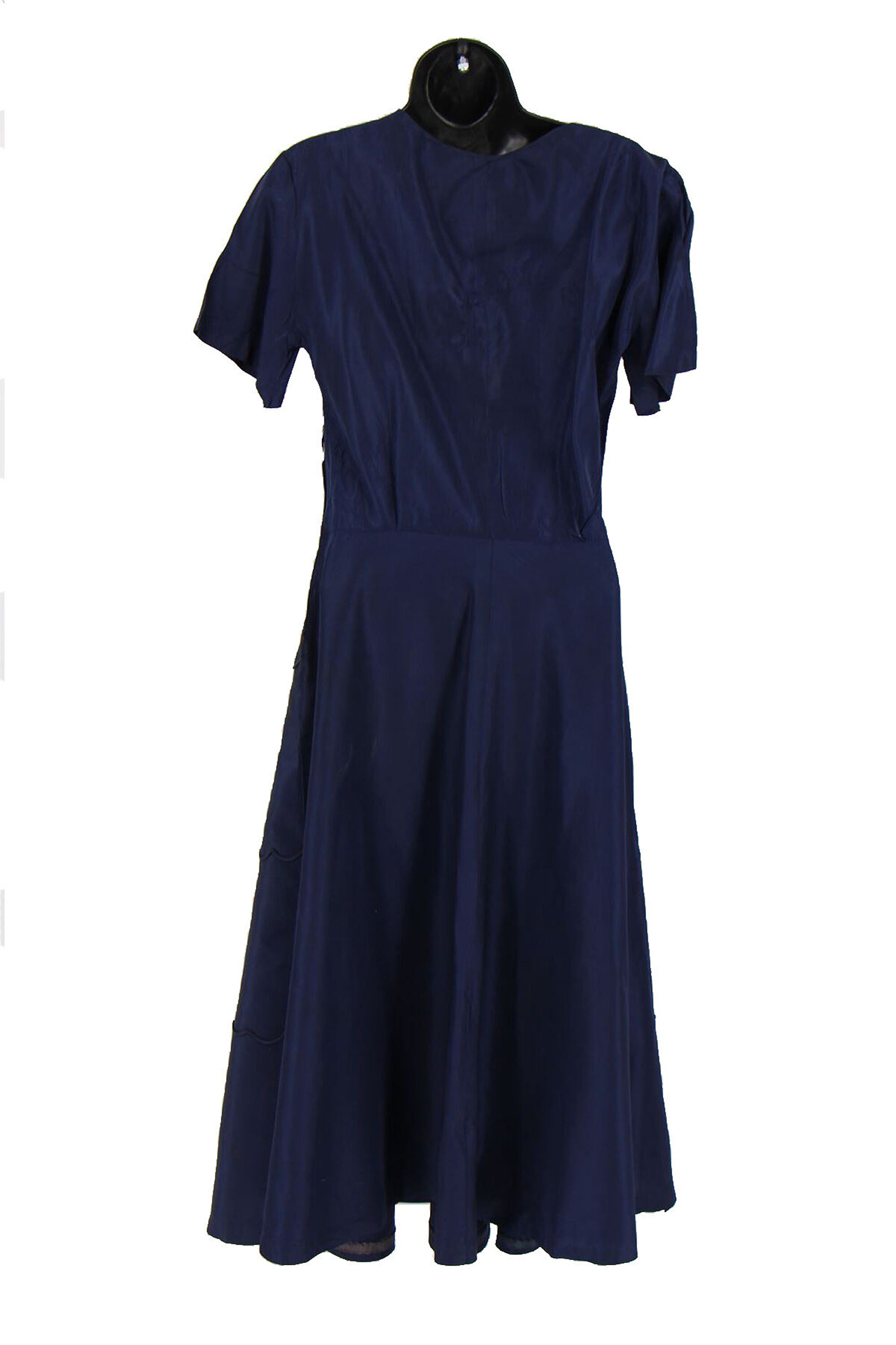 Vintage 1940s Blue Floral Piping Detail Dress UK 10 - Etsy UK