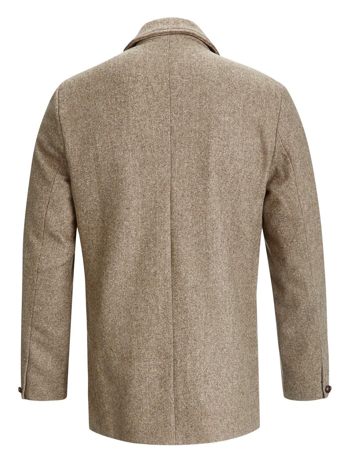 Mens Herringbone Wool Jacket - 1930s 1940s Style - Pleated Pocket