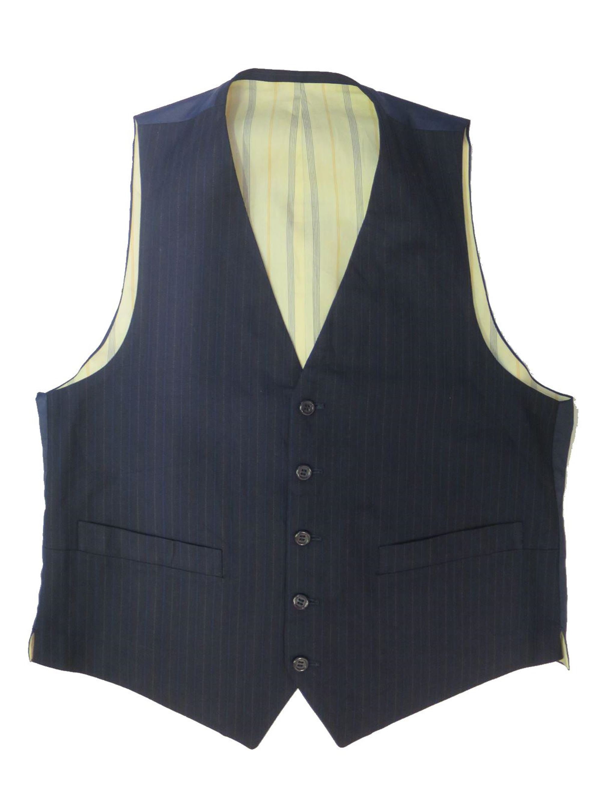 Image of Vintage Waistcoat - True Navy Stripe Two Pocket Chest 40"