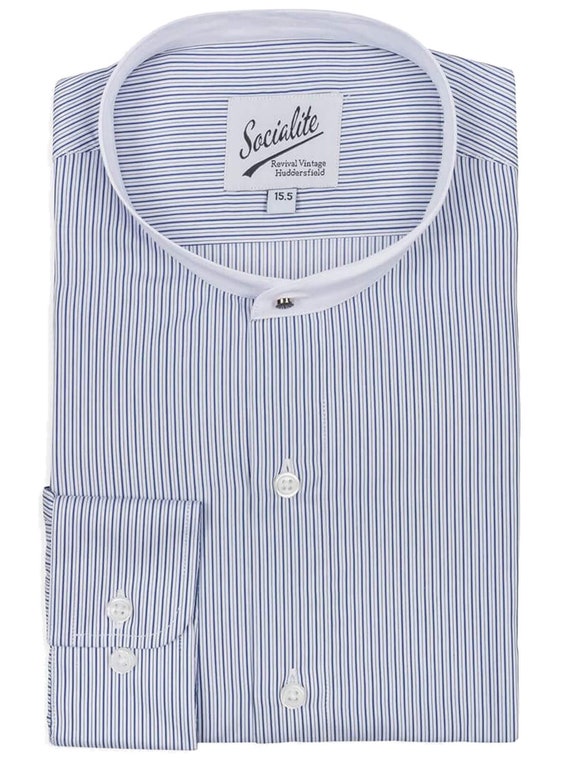 Mens Deluxe Collarless Shirt With Stud 