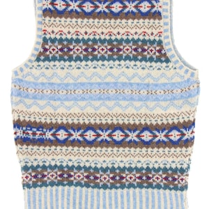 Fairisle Wool Tank Top Men's 1940s Vintage Style Knit Premium Hand-Knit Scottish Knitwear Nordic Blue image 2