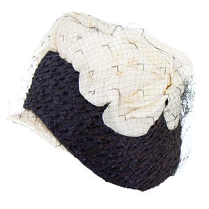 Edwin Nott Navy Blue & Cream Woven 1950s Original Vintage Hat
