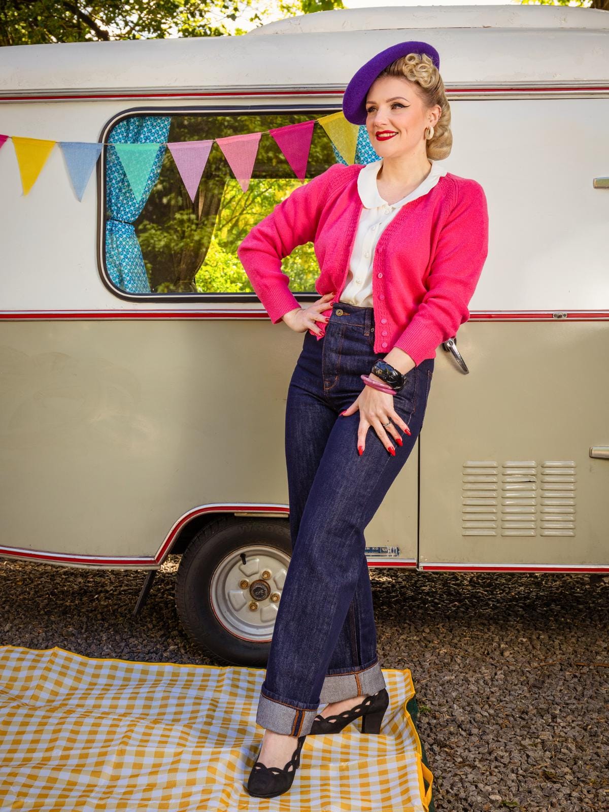 Womens 1940s 1950s Style Denim 