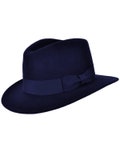 Classic Fedora Hat | Navy Blue Pure Wool Men's Hat Authentic 1940s Retro Vintage Style