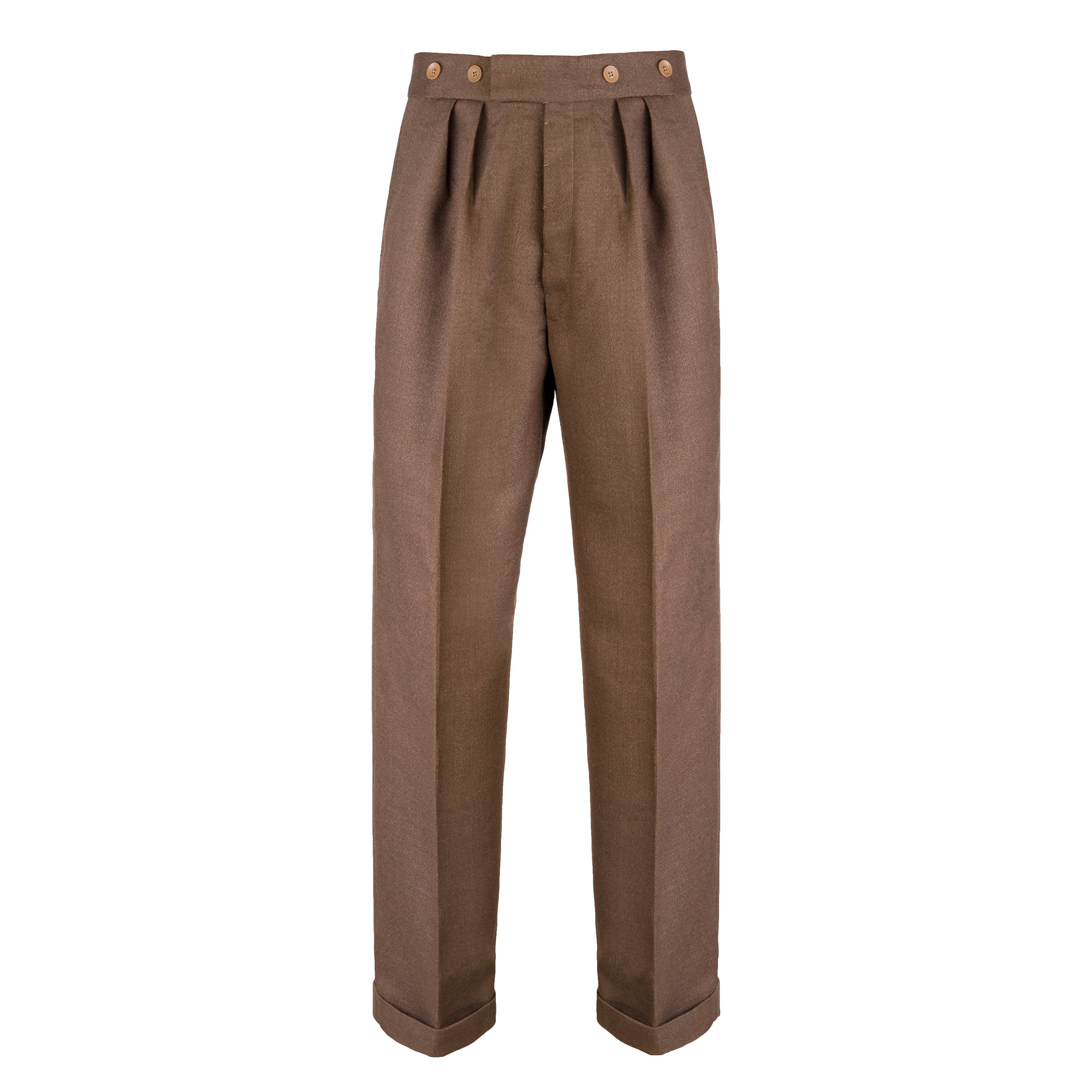 Image of Revival 1940S Coffee Brown Notch Fishtail Trousers