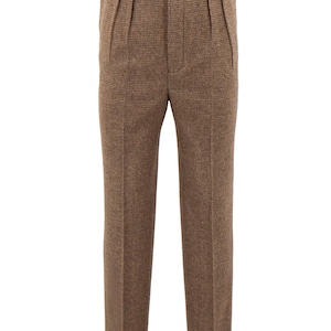 Pantalon queue de poisson en tweed - Look vintage authentique des années 40 - Pantalon cranté au dos « Countryman » Revival en brun Bruar - Mode homme rétro