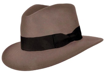 Classic Fedora Hat | Grey Pure Wool Men's Hat Authentic 1940s Retro Vintage Style