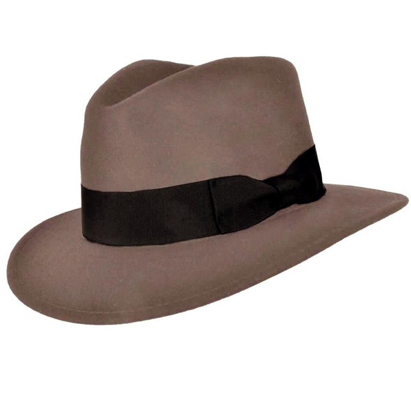 Classic Fedora Hat | Grey Pure Wool Men's Hat Authentic 1940s Retro Vintage Style