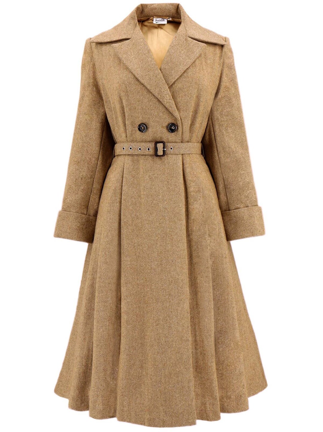 40s Style Wool Blend Swing Coat - Camel Brown Retro Outerwear - Etsy