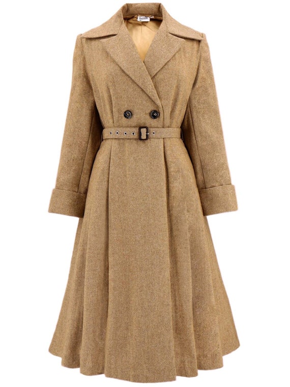 Forties Swing Coat 1940s Style Authentic Vintage Look Socialite promenade Coat in Camel Brown Retro Outerwear Etsy
