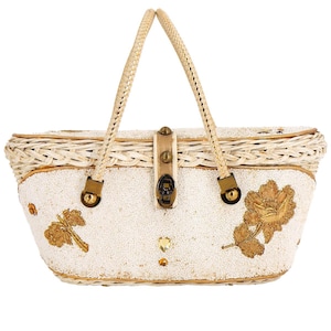 Vintage Woven Beaded Basket Bag