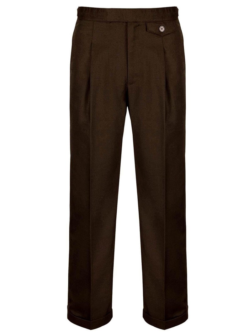 Edwardian Men’s Pants, Trousers, Overalls     Fishtail Back Trousers - Revival Vintage Authentic 1940s Replica Hugo