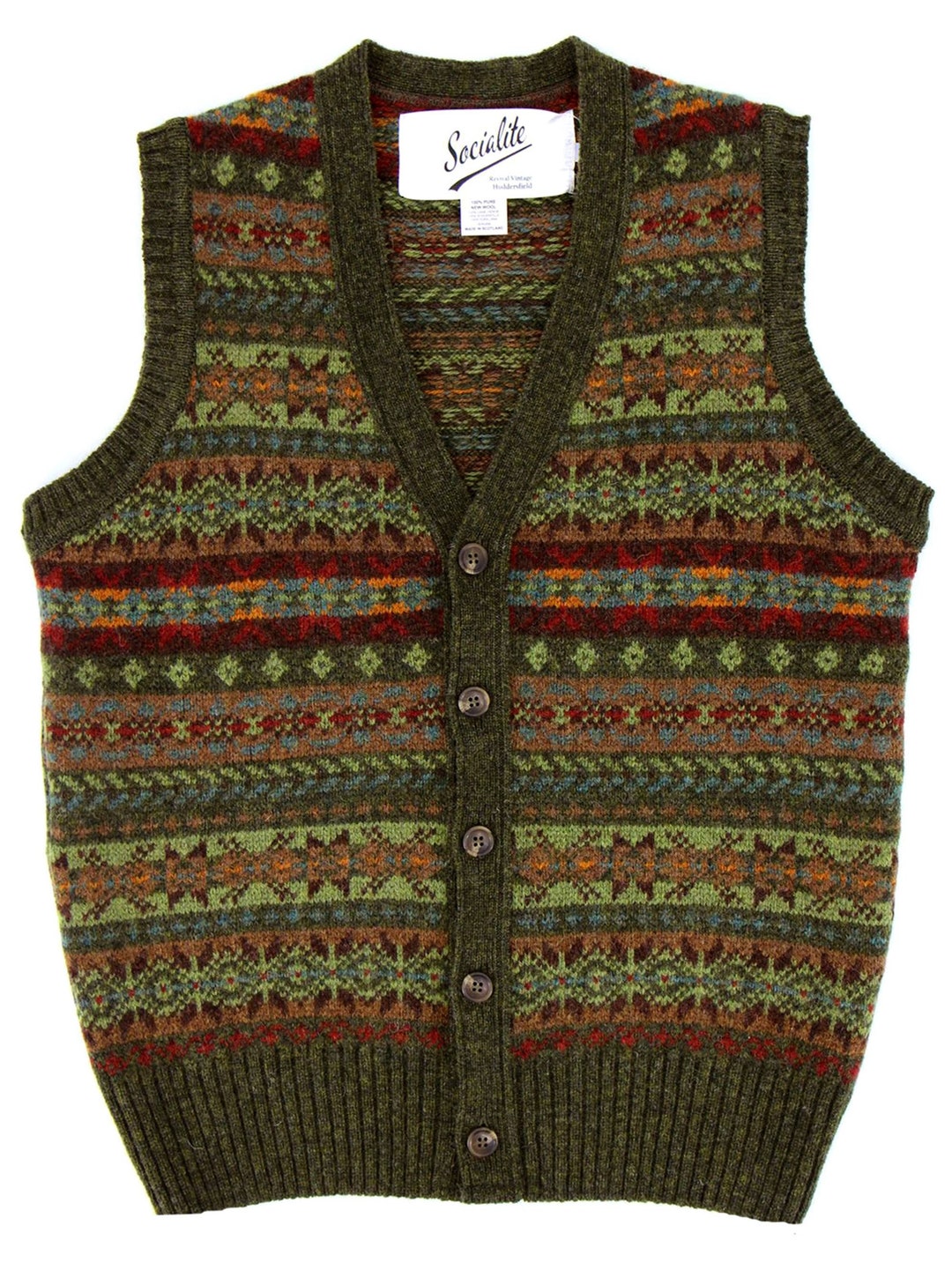 Buttoned Fair Isle Tank Top 1940s Authentic Vintage Replica Etsy UK