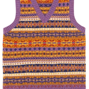 Fairisle Tank Top - 1940s Authentic Vintage Look - Socialite Scottish Wool Knitted Vest Pullover in Calluna - Retro Men&#39;s Knitwear