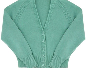 Vintage Style Cardigan - Womens 1940s 1950s Midcentury Socialite "Daydream" Cardigan - Premium Quality Retro Knitwear - Jitterbug Teal Green