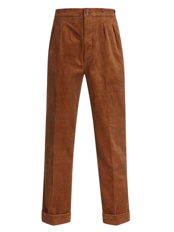 Retro Corduroy Trousers Revival 1940s 1950s Vintage Style Authentic Edwin  Trousers Chestnut Brown 