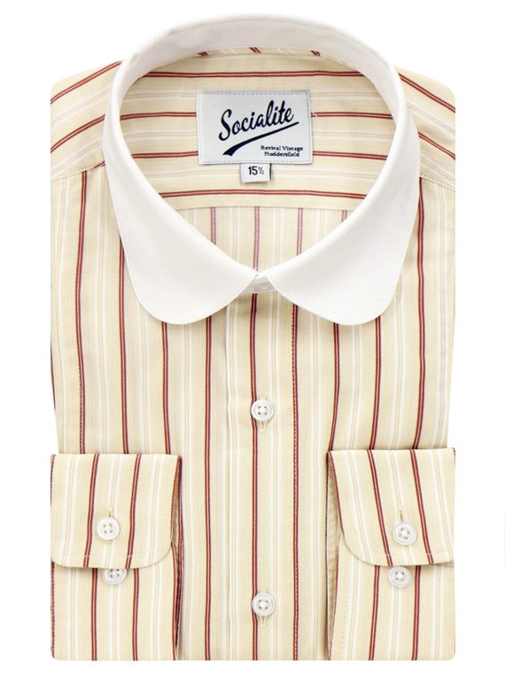 Camisa Byram de la alta sociedad estilo anos 30 y 1940 con punos de barril Rayas de lino de algodon premium Etsy Espana