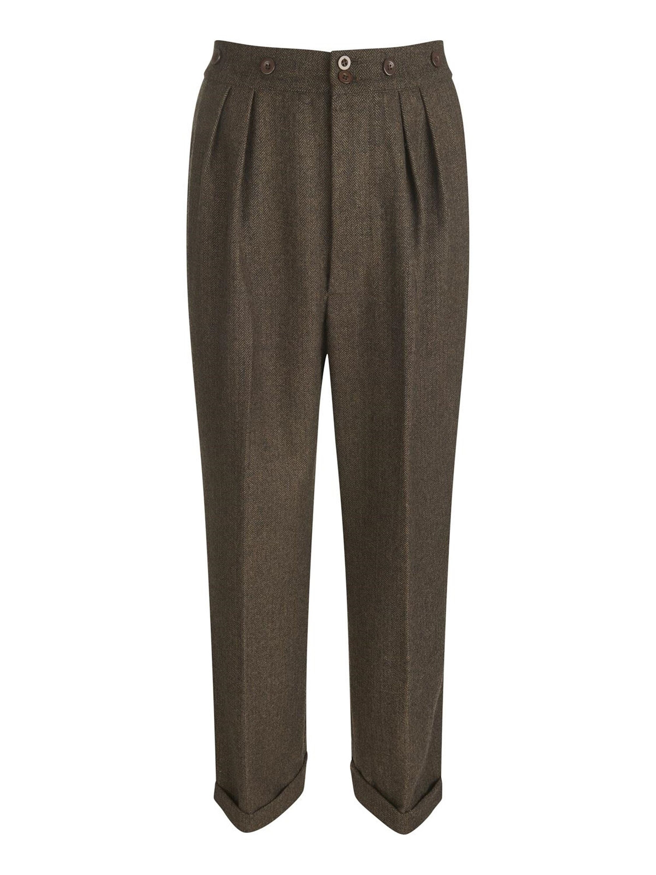 1940s Tailored Tyler Trousers  Vintage 40s Heathered Grey Wool