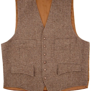 Tweed Wool Waistcoat - 1940s Style Authentic Vintage Look - Revival &quot;Countryman&quot; Waistcoat in Bruar Brown - Retro Menswear