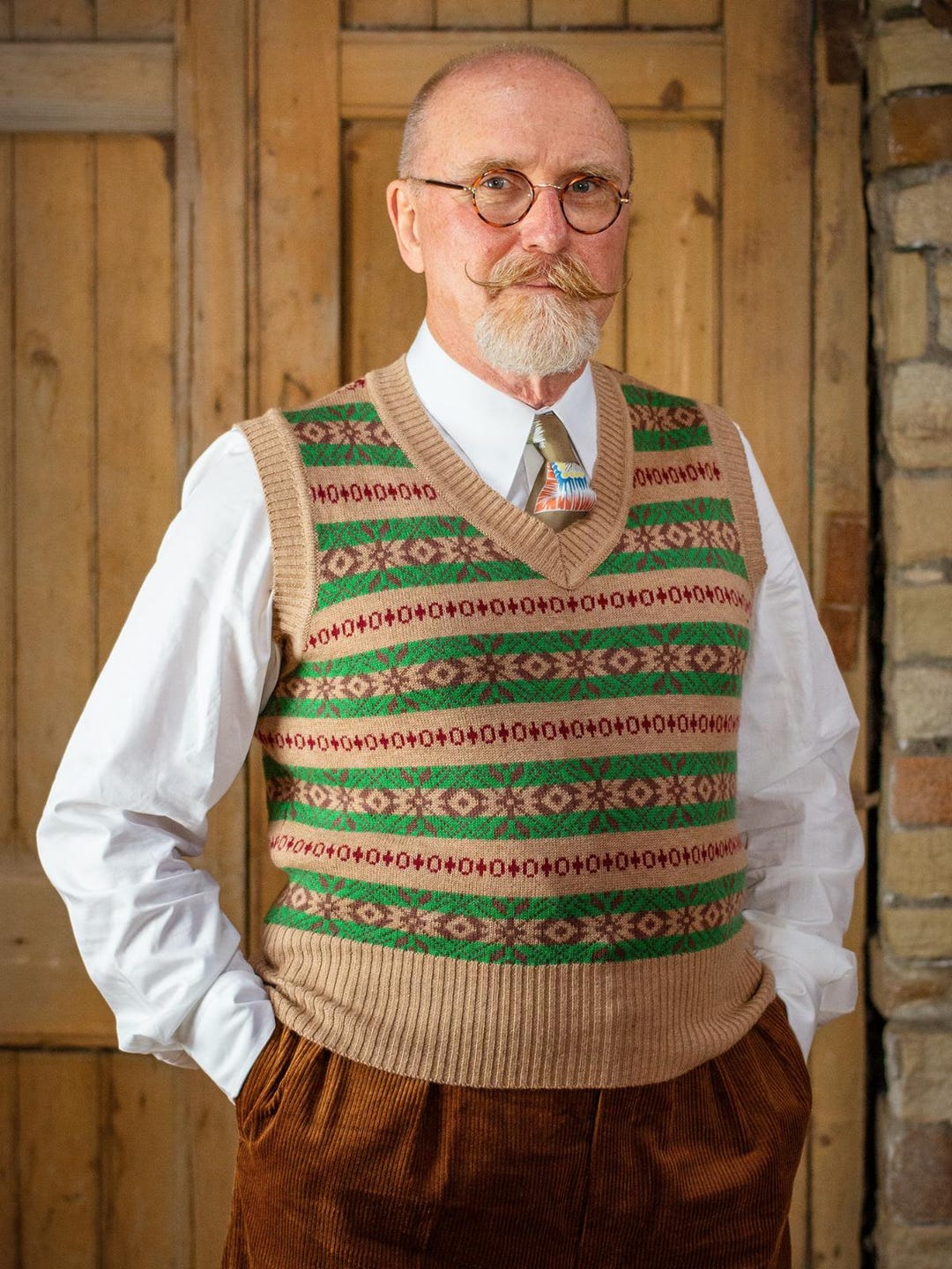 Mens 1940s Fair Isle Tank Top - Vintage Style Sweater Vest