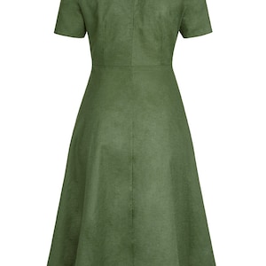 Cotton Forties Dress 1940s Style Authentic Vintage Replica Socialite Melody Shirtwaister Day Dress in Willow Green Retro WW2 Dress image 3
