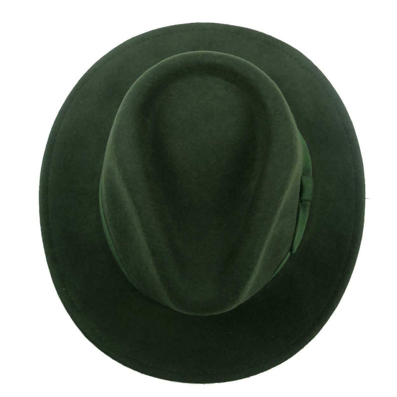 Authentic 1940s Look Dark Green Pure Wool Fedora Hat Classic Mens Fedora Hat