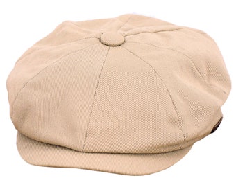 Newsboy Cap | Cream Beige Authentic 1920s 1930s 1940s Look Cotton Panelled Flat Cap