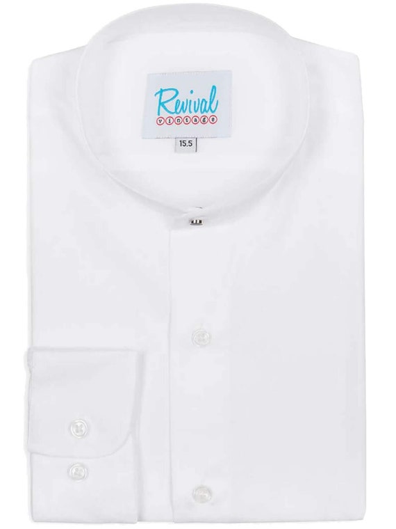 White Collarless Shirt With Stud 1930s 1940s Authentic - Etsy