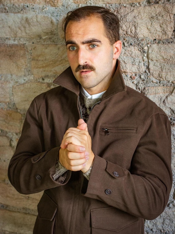 Mens Gabardine Racer Jacket - 1930s 1940s Vintage Style - Brown - Etsy