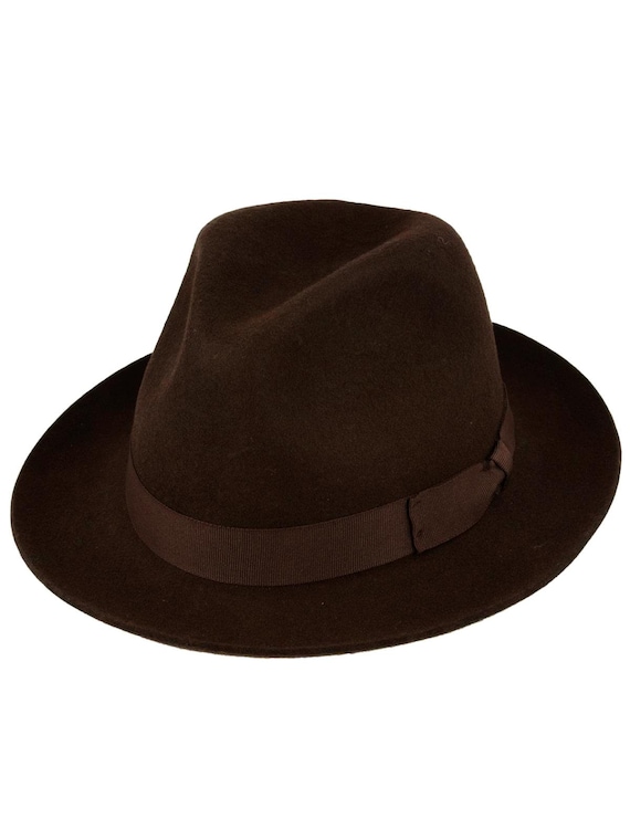 Snap Brim Fedora Hat | Dark Brown Pure Wool Men's… - image 1