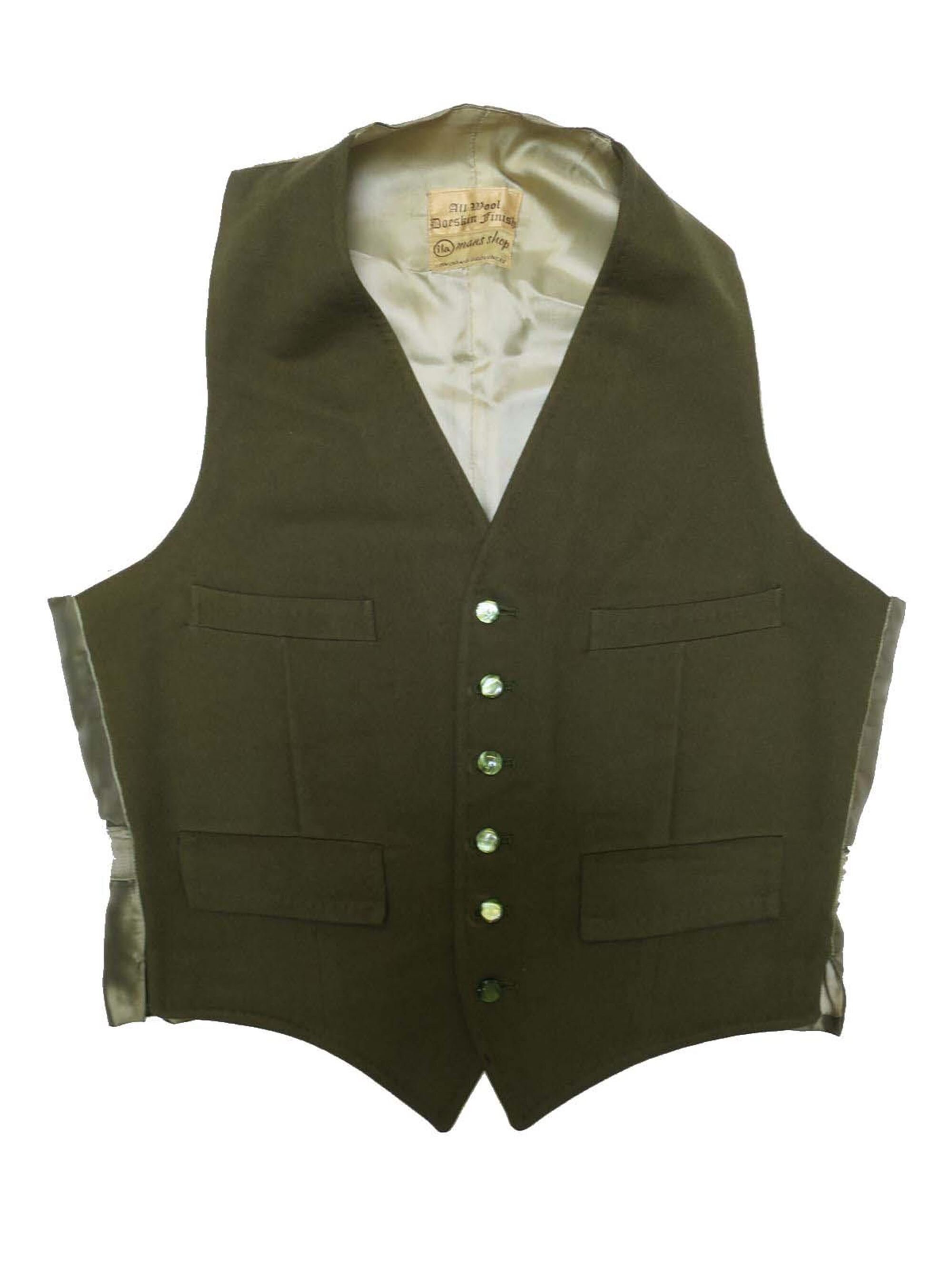 Image of Vintage Waistcoat - True Khaki Moleskin 4 Pocket Chest 38"