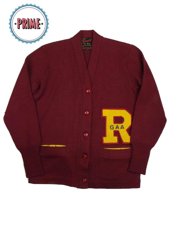 1950s Cardigan - True Vintage 1950s Fifties Red Am