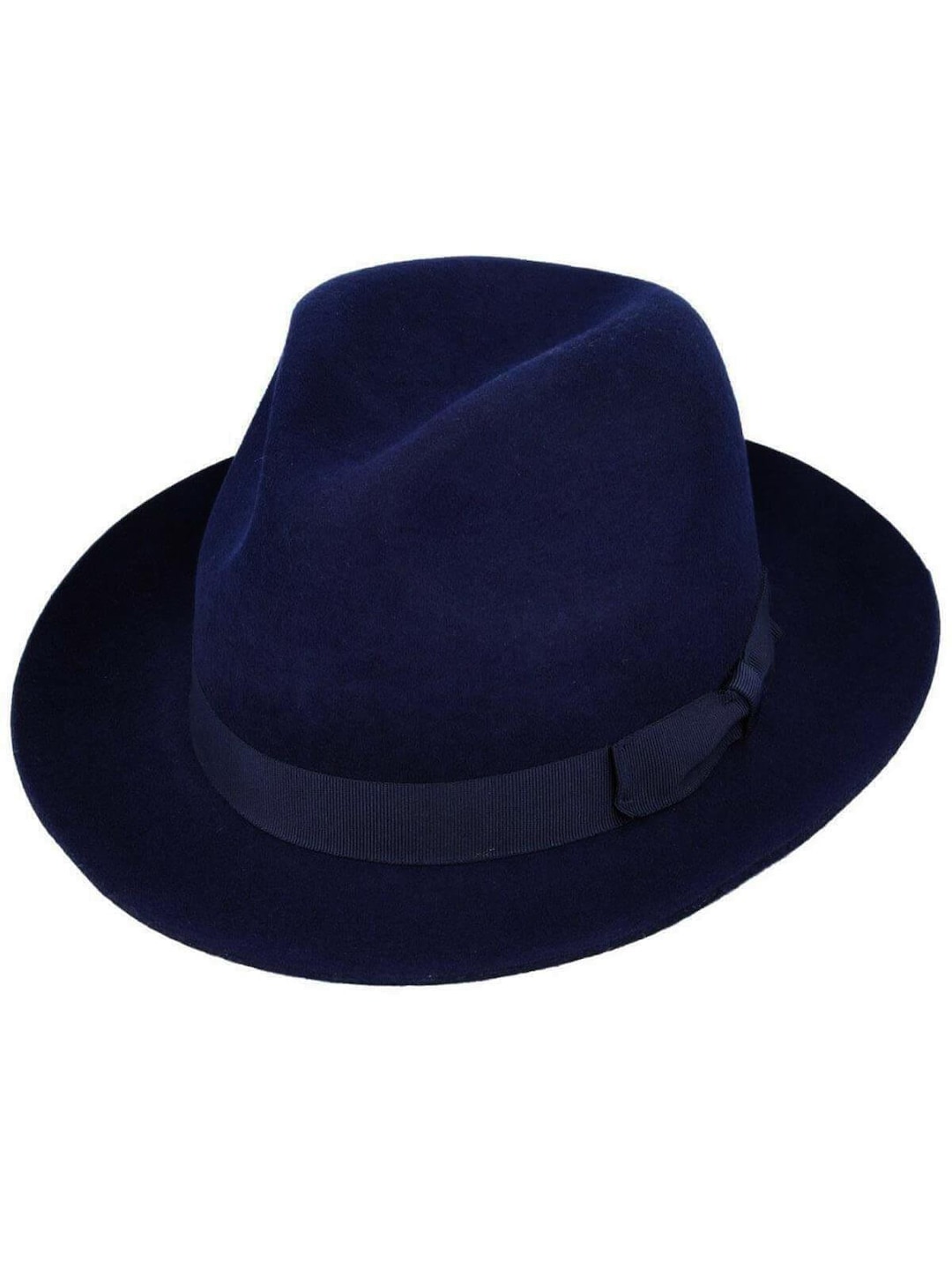 Snap Brim Fedora Hat Navy Blue Pure Wool Men's Hat Authentic Vintage