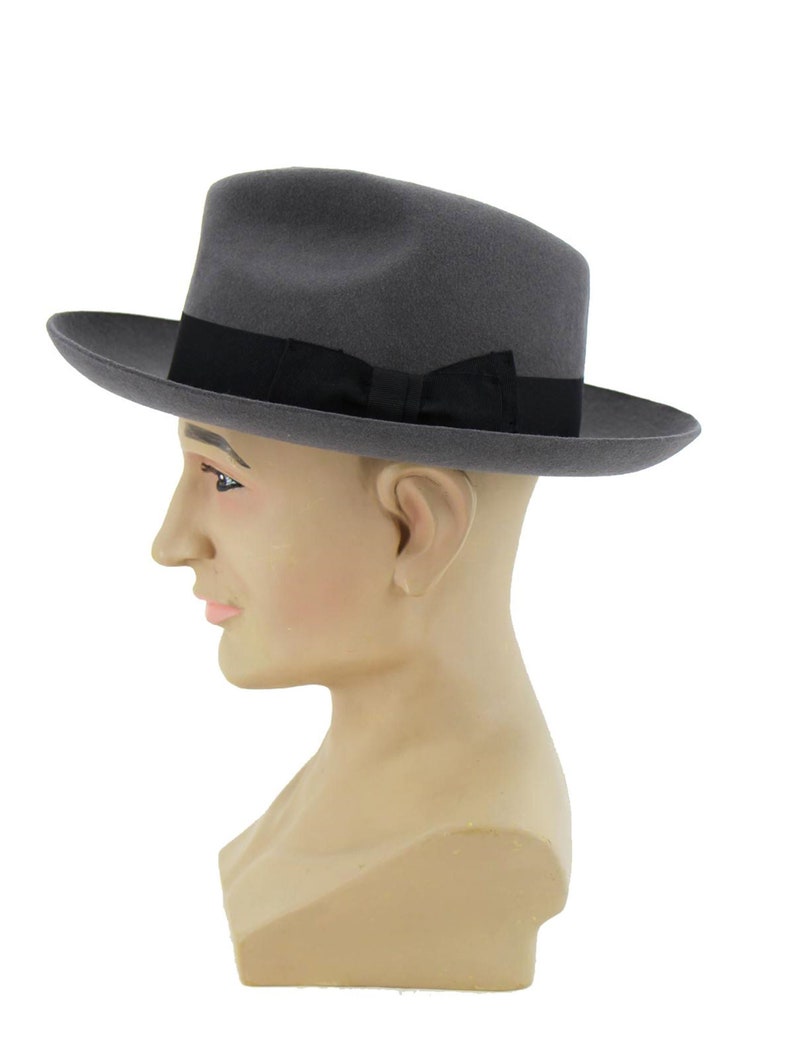 Mens Grey Fedora Hat Authentic 1940s Look Forties Style Wool Etsy UK