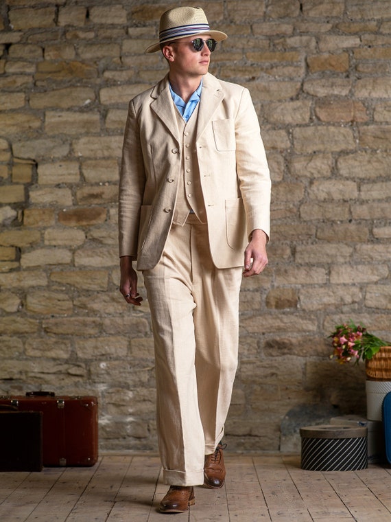 Linen Patch Pocket Suit - Socialite 1930s 1940s Forties Linen Patch Pocket Suit - Socialite 1930s 1940s Forties