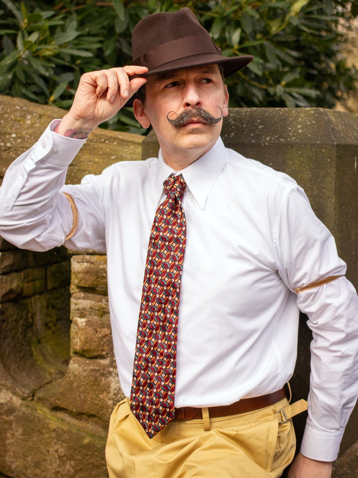 spearpoint collar dress shirt Men's Spearpoint Collar Shirt - 1940s Vintage Style Cotton
