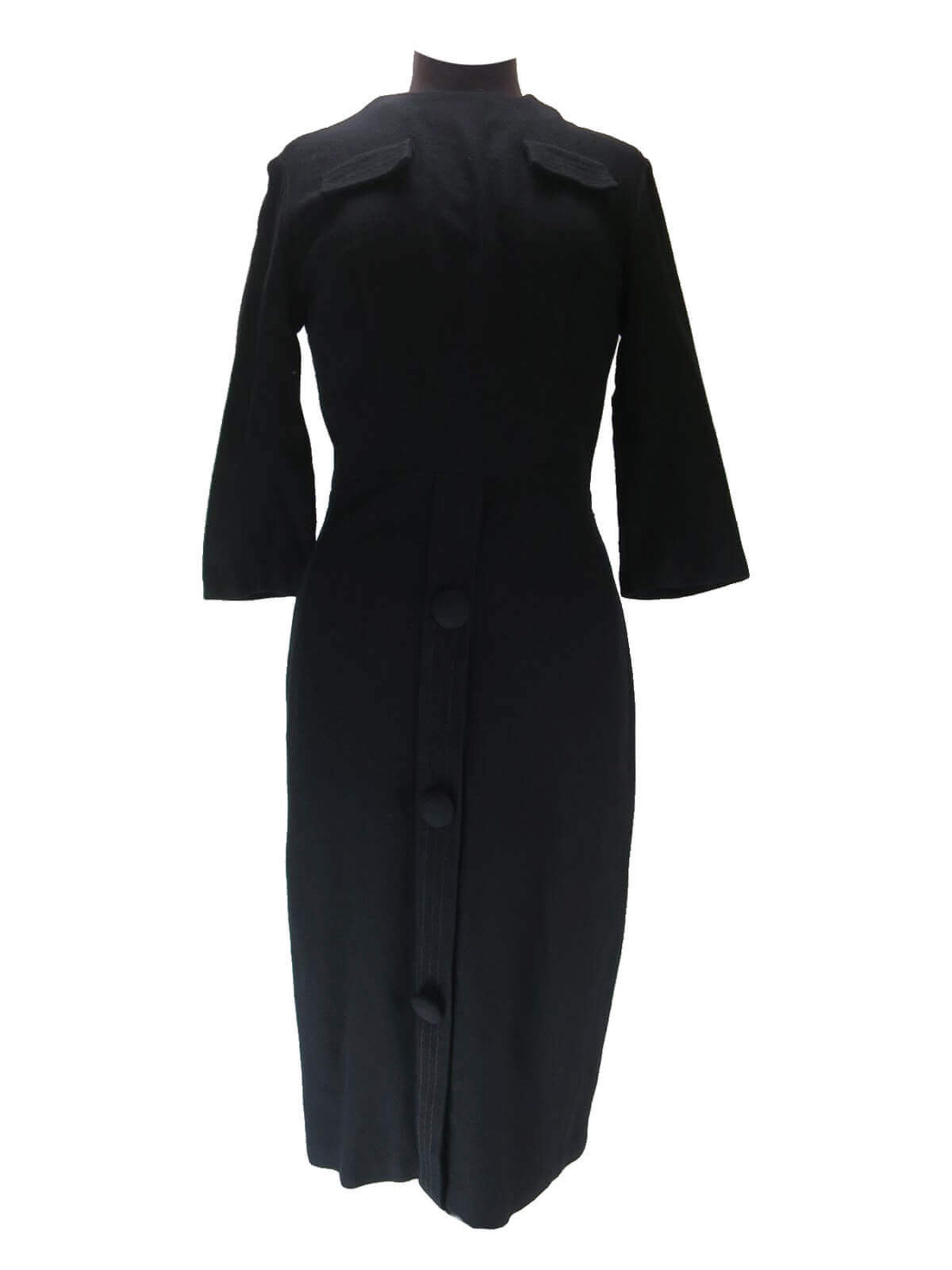 Image of Black Wool Vintage Original S Pencil Dress Uk