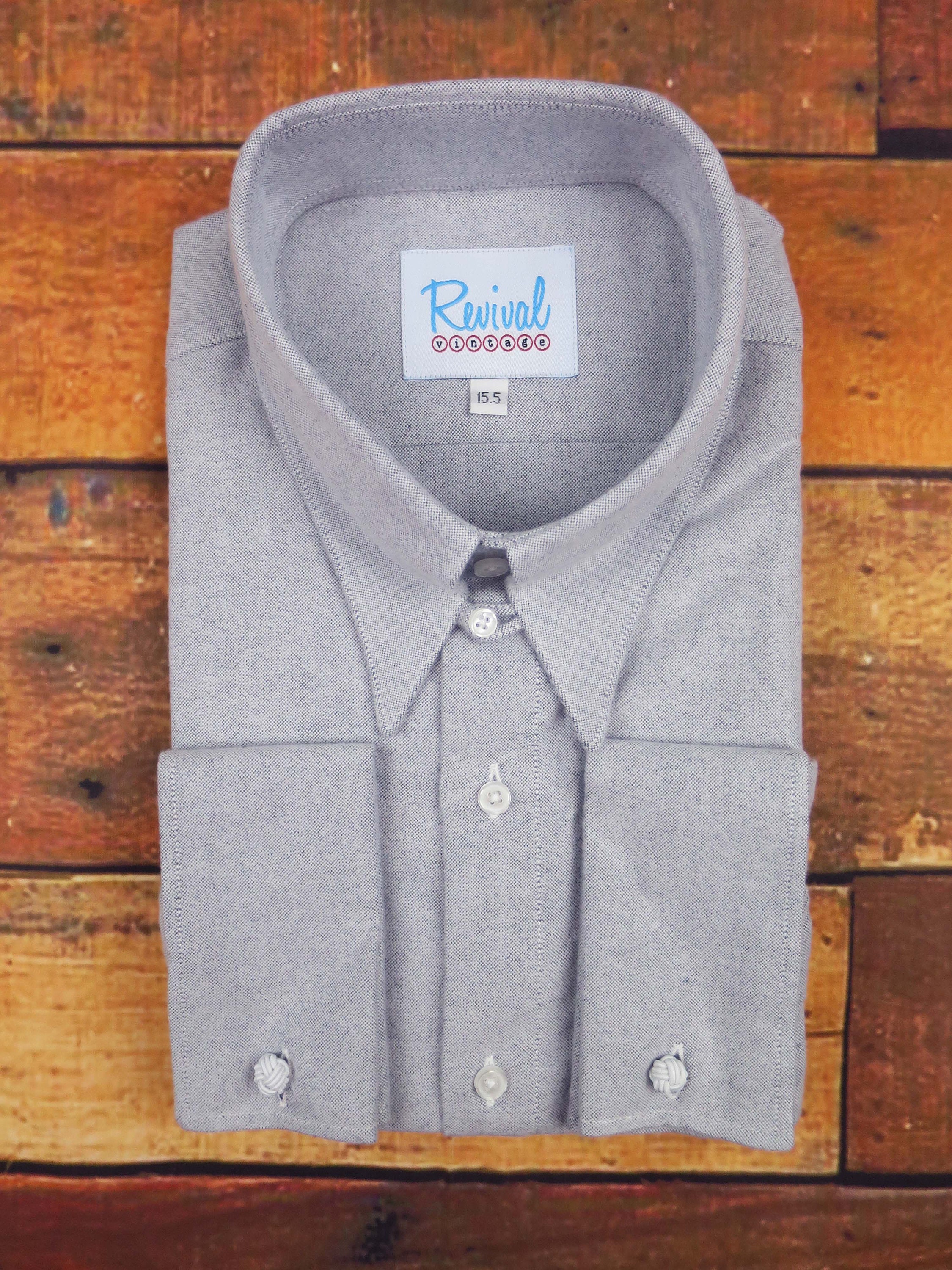 Image of 1940S Revival Aspen Blue Spearpoint Tab Collar Shirt