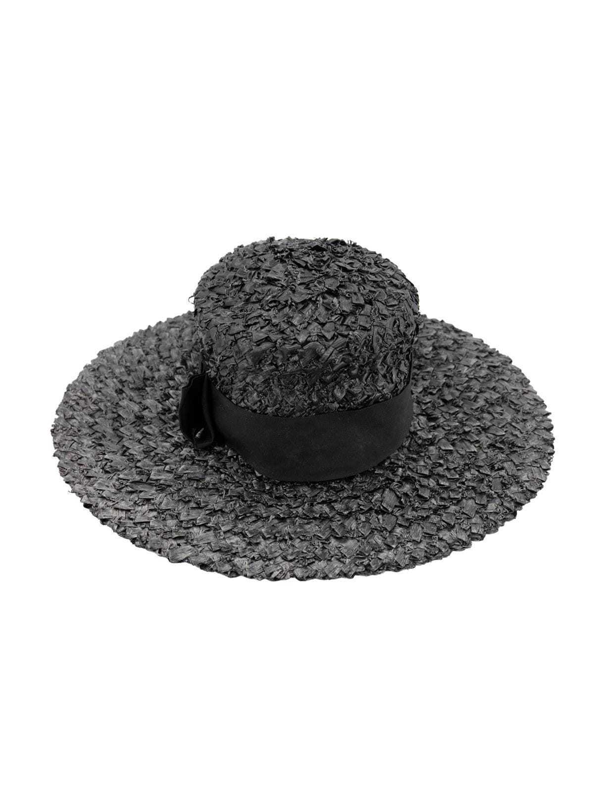 CAPTIVATING BLACK FABRIC 1950s\' CART WHEEL HAT WITH BLACK & WHITE TRIM 1950 main image 2