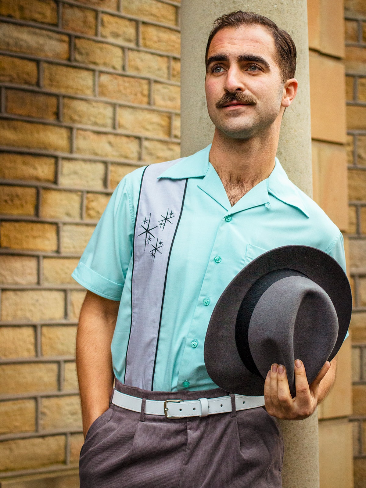 Mint Green Bowling Shirt - 1940s 1950s Authentic Vintage Retro